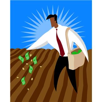 A Picture of a Man Planting Money in a Field